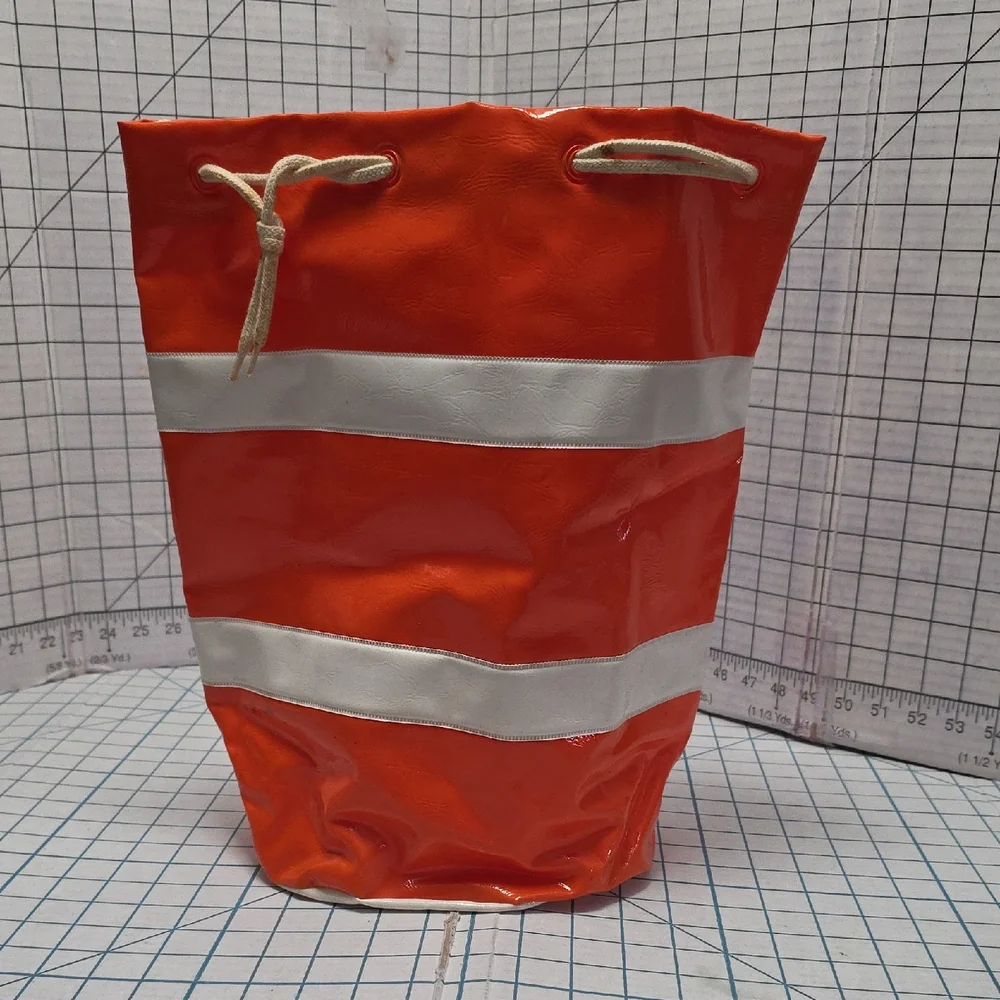Orange and White Vinyl Duffle/Tote Bag Vintage 1980s, Preloved